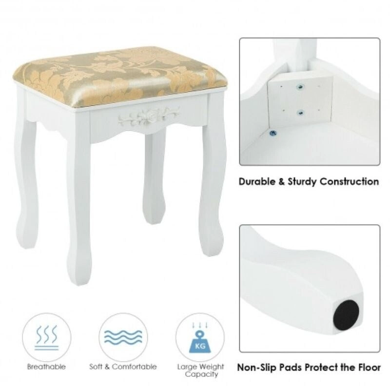 Vanity Make Up Table Set Dressing Table Set with 5 Drawers - 31.5 x 16 x 53.5 ( L x W x H )