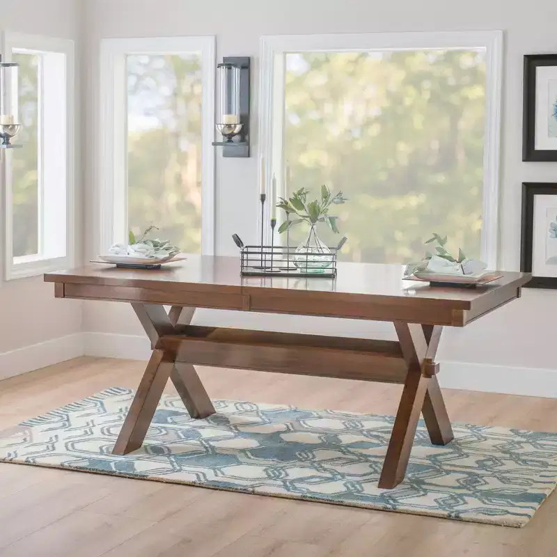 Farmhouse Dining Table, Dark Hazelnut, Extendable 72-90