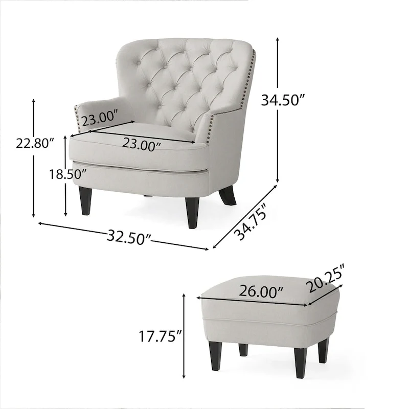 Tafton Tufted Club Chair with Ottoman by Christopher Knight Home