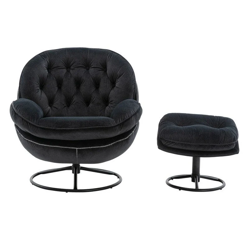 Accent chair TV Chair Living room Chair Grey with ottoman