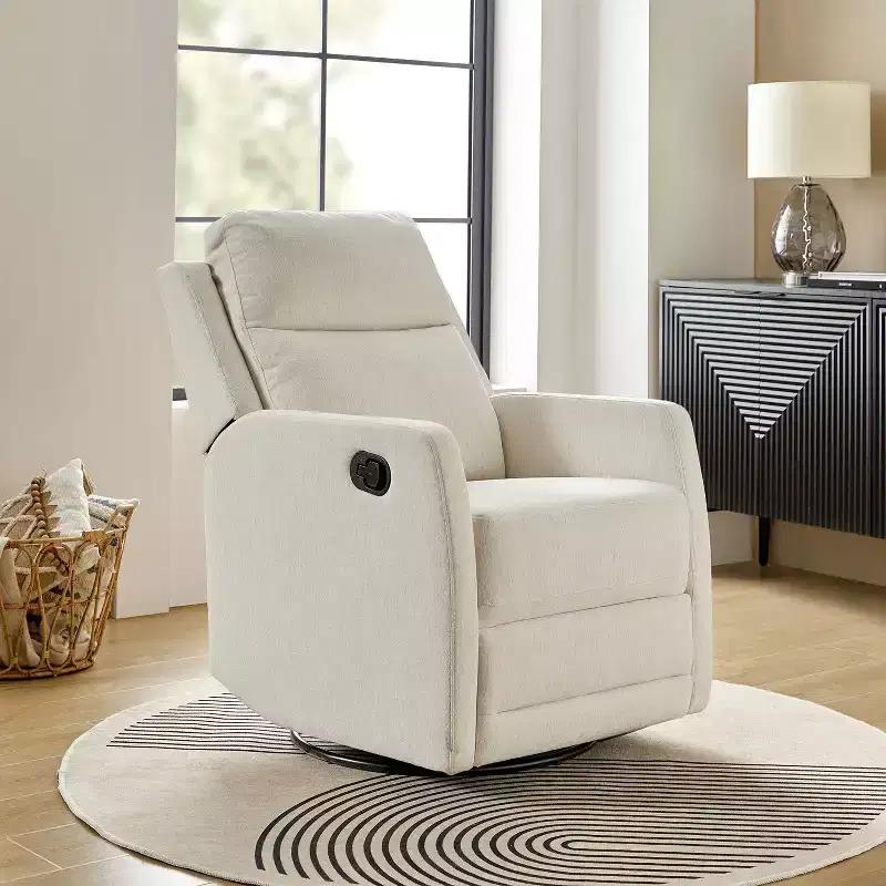 Modern Swivel Polyester Recliner with 360° Rotation & Adjustable Footrest