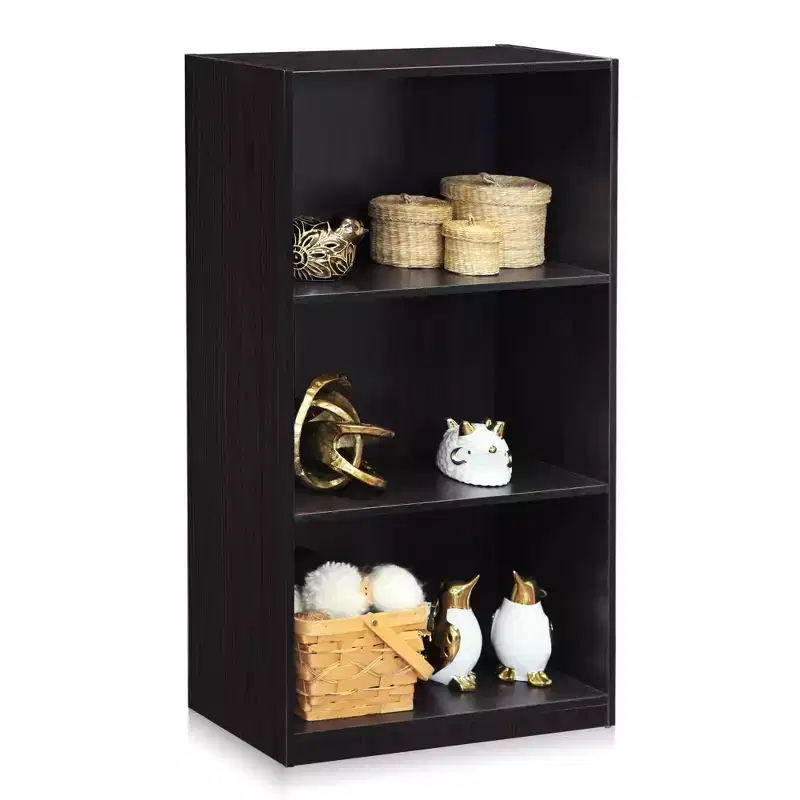 Basic 3-Cube Storage Bookcase Shelves, Dark Walnut