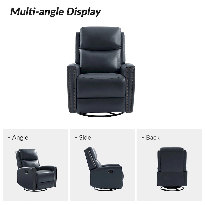 Fiacro 30.31Wide Modern Genuine Leather Wingback Swivel Rocker Recliner with Nailhead Trims, Set of 2