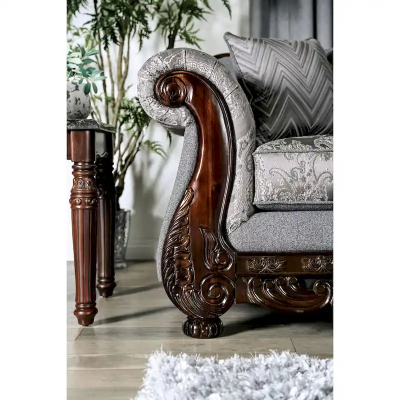 Dikic Traditional Chenille Upholstered Sofa by Furniture of America