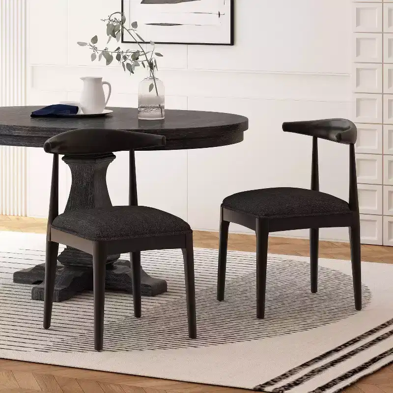 Christopher Knight Home Set of 2 Cortina Dining Chairs Blacked Textured Tweed/Black