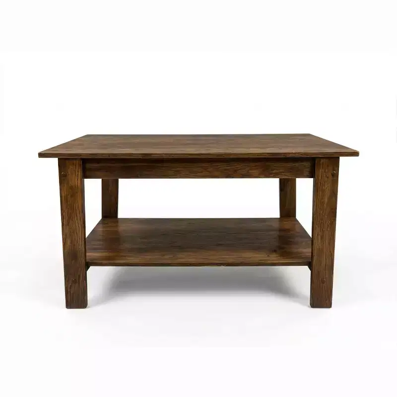 Small Rectangular 2-Tier Coffee Table with Storage Shelf, Modern Farmhouse Rustic, Assorted Colors