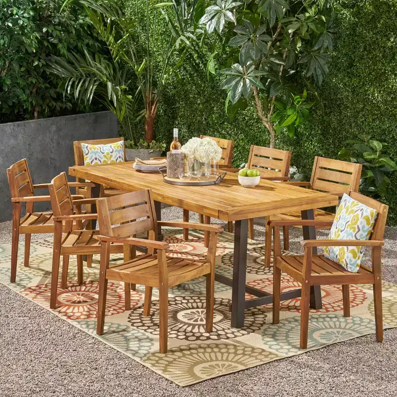 Christopher Knight Home Balfour 9 Piece Outdoor Rustic Acacia Wood Dining Set