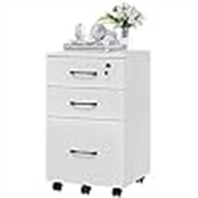 3 Drawer Wood Mobile File Cabinet - 26.5D x 18.6W x 6.9H