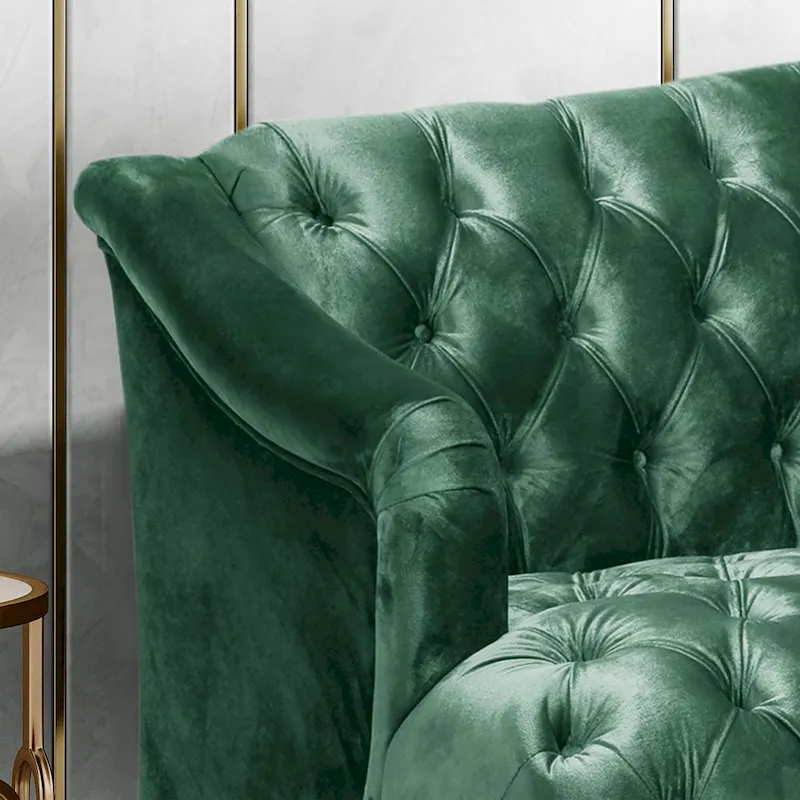 Modern 73.25 Button Tufted 3-Seater Sofa with Birch Legs