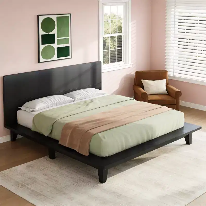 Luxystar Modern Queen Size Platform Bed Frame with Headboard