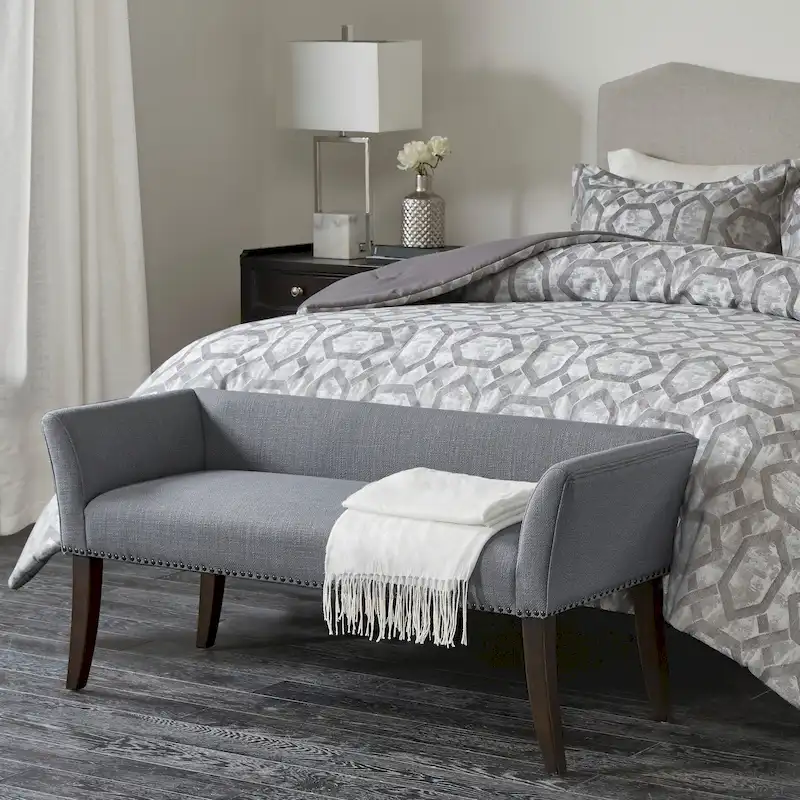 Madison Park Welburn 49.5 Upholstered Bench with Back & Wood Legs