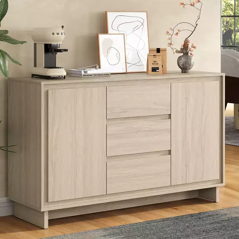Modern Storage Cabinet with 2 Doors, 3 Drawers & Framed Edge Design