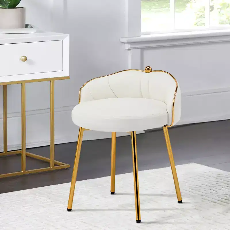 Furniliving Cute Vanity Chair With Golden Legs