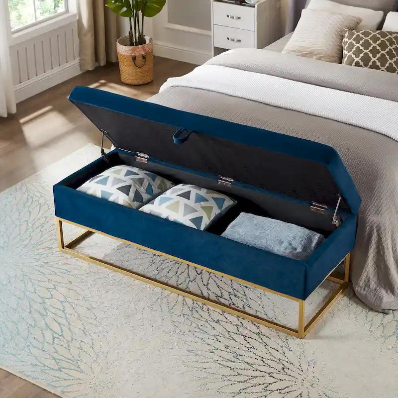 58.6 Bed Bench Metal Base with Storage