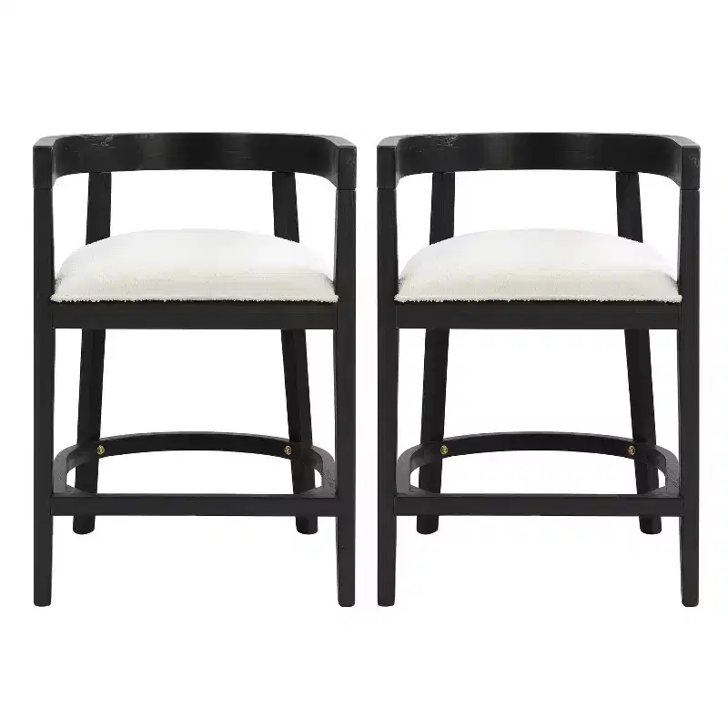 Christopher Knight Home Faraday Upholstered 25.25 Rubberwood Counter Stools with Footrest (Set of 2)
