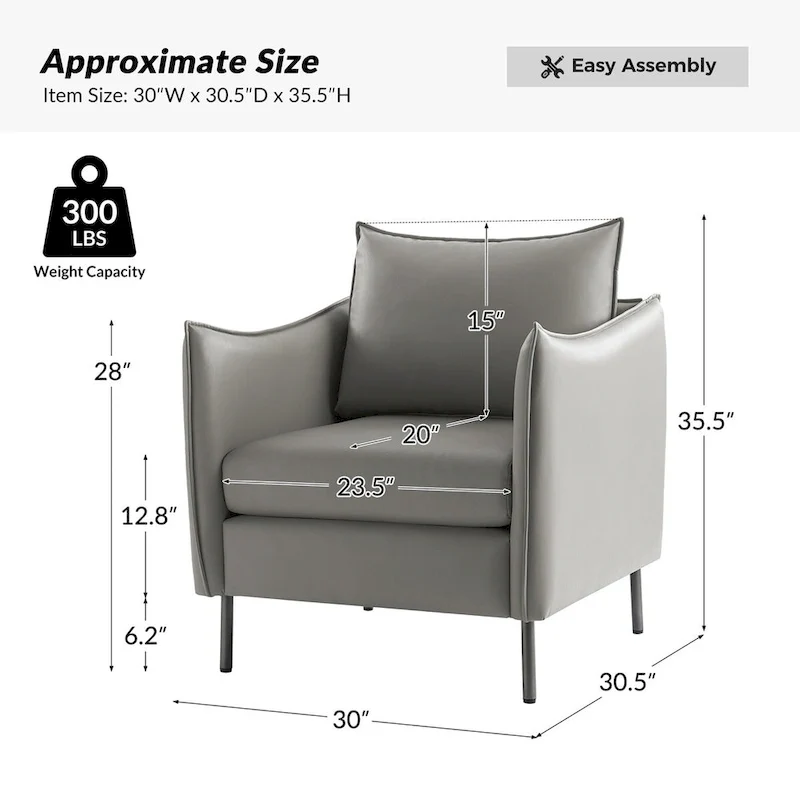 Christopher Modern Anti-scratch Fabric Armchair with Black Metal Legs by HULALA HOME
