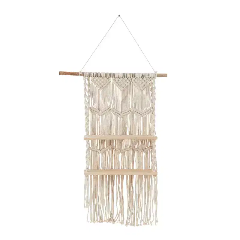 Handmade Cotton Macrame Wall Shelf with 2 Shelves – 49