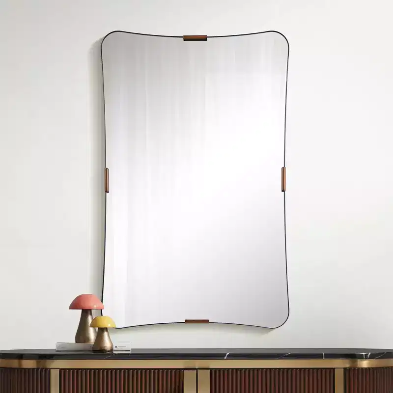24x38 Black and Brass Wall Mirror