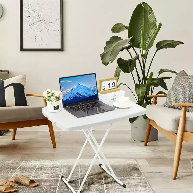Small Camping Personal Folding Table, Lightweight Portable Folding Desk, Heavy Duty Utility Table, Adjustable Height Small Plastic Table for Camping
