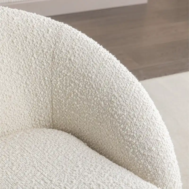 Cream White 31 Boucle Barrel Chair with Swivel Base