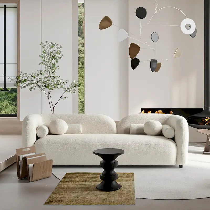 Milet Luxury Modern Boucle Fabric Curved Arm Sofa