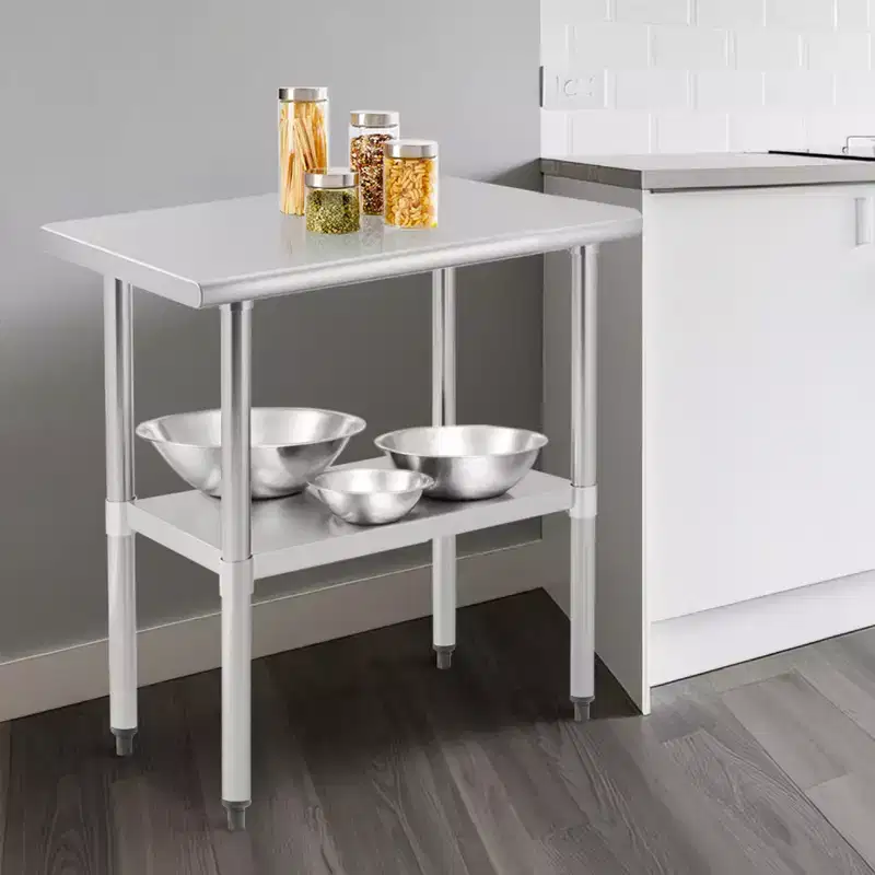 Stainless Steel Prep Table 36 x 24 Inch, Heavy Duty Kitchen Table with Adjustable Undershelf, Stainless Steel Food Worktable for Restaurants, Hotels