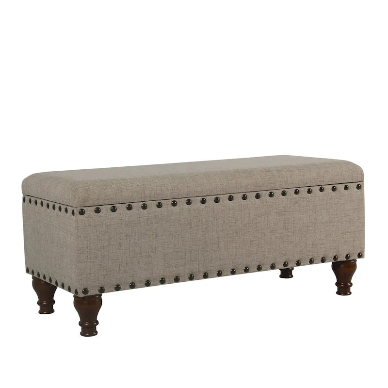 Tufted Linen Storage Bench