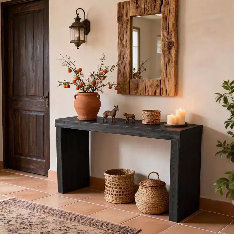 Karl Home 58'' Narrow Black Modern Wooden Long Sofa Console Table For Living Room