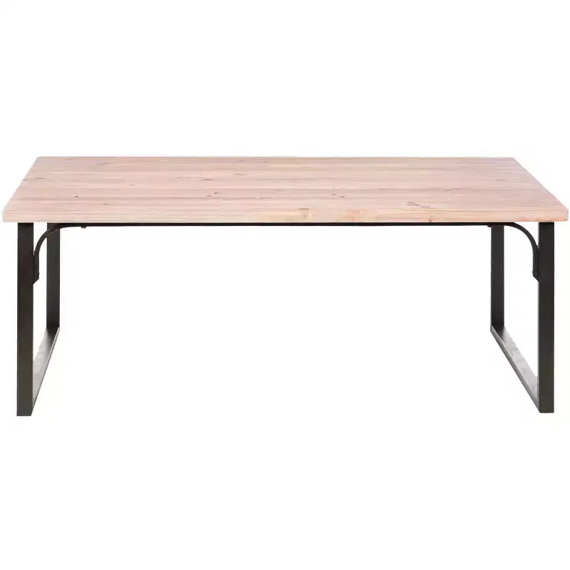 Rectangle Coffee Table, Brown, Fir Wood and Iron Frame