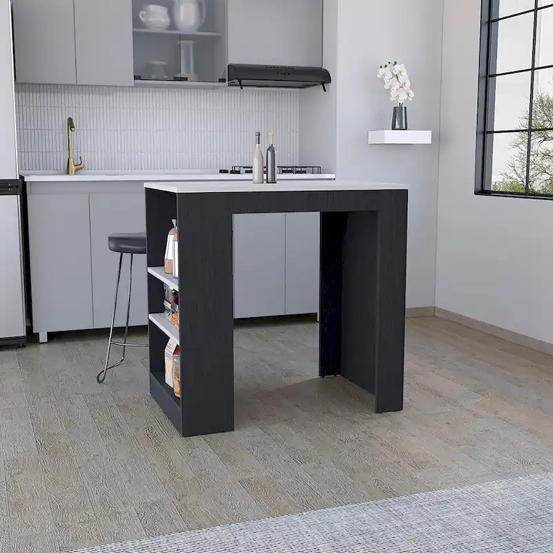 Kitchen Island with 3-Side Shelves,Kitchen Storage Cabinet for Dining Room