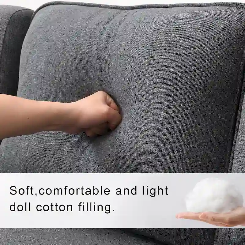 104 4-Seater Modern Linen Fabric Sofa with Armrest Pockets and 4 Pillows