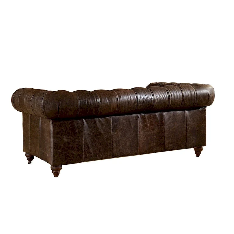 Century Chesterfield Love Seat - Light Chestnut Leather