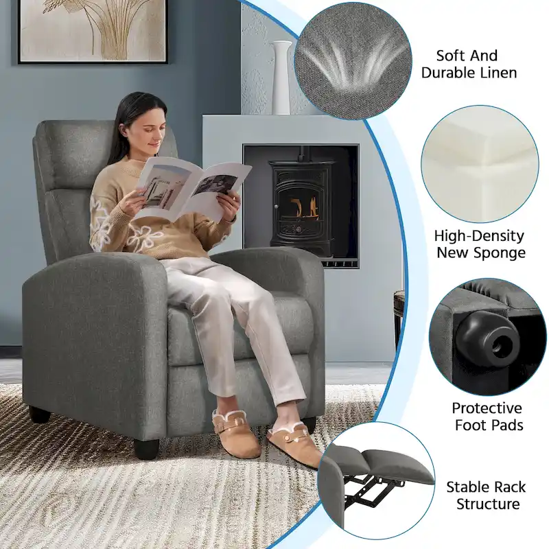 Yaheetech Modern Fabric Recliner Chair