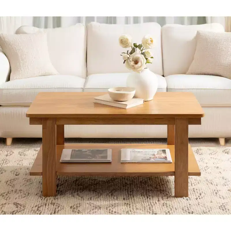 Wood Two-Tier Coffee Table 36''W x 20''D x 18.5''H