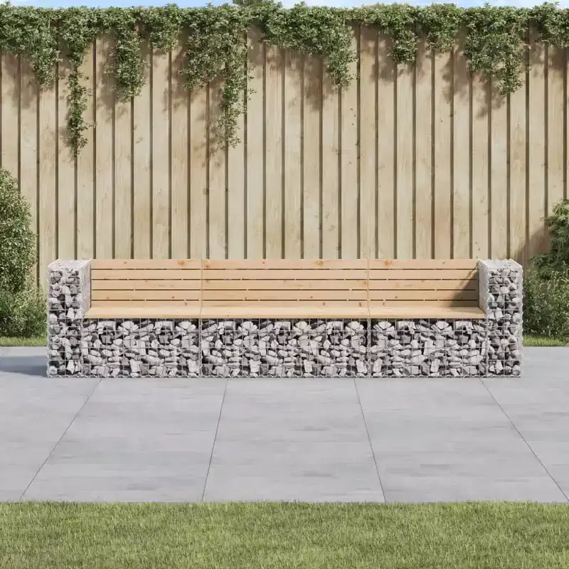 vidaXL Garden Bench Brown and Silver Solid pine wood, Galvanized steel