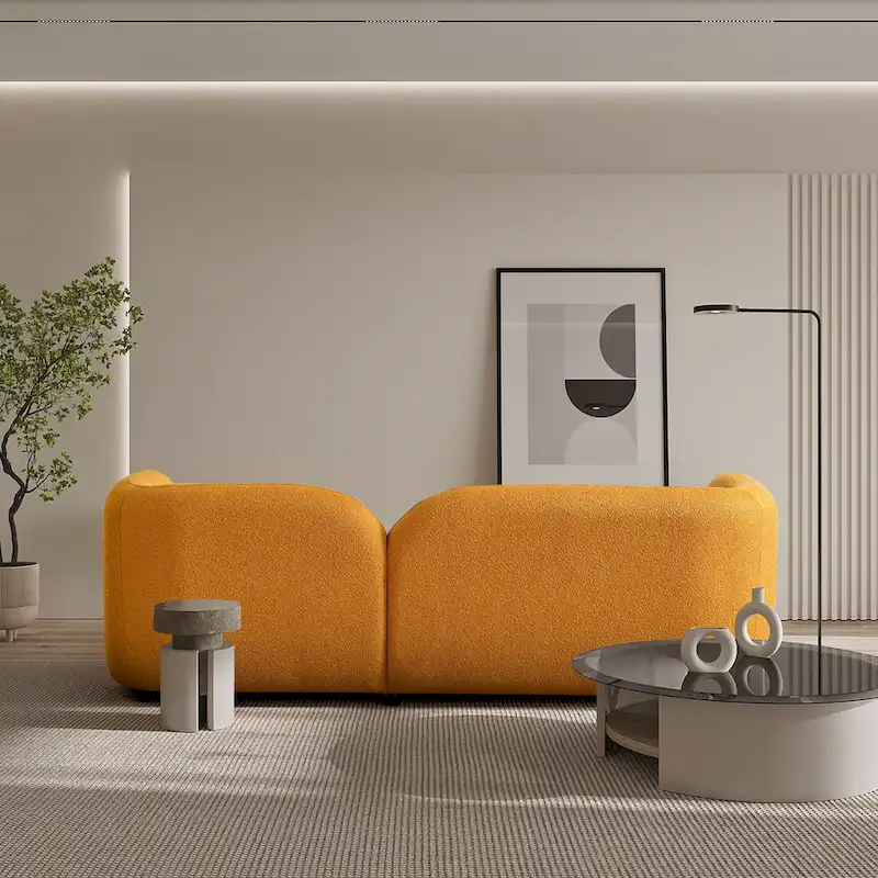 Milet Luxury Modern Boucle Fabric Curved Arm Sofa