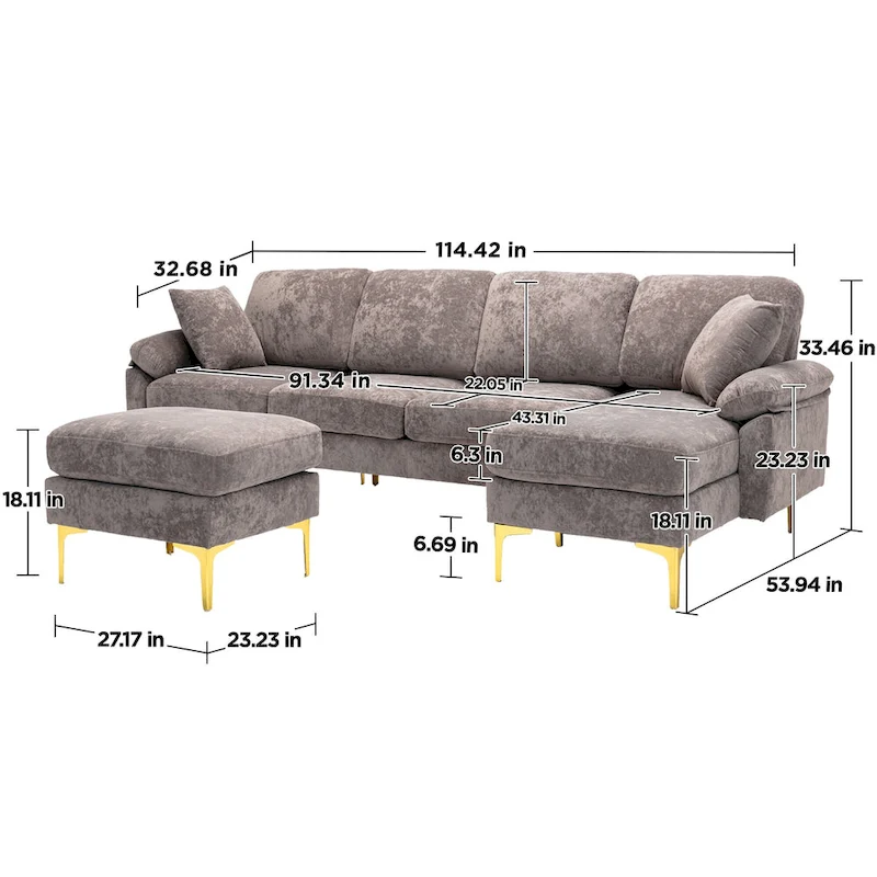 Kata 115 Sectional Sofa with Ottman