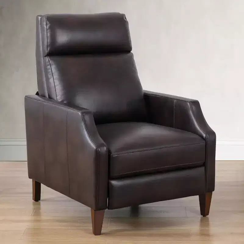 Push Back Recliner Chair Accent Chair Faux Leather Recliner Sofa Chair with Solid Wood Legs for Living Room Bedroom