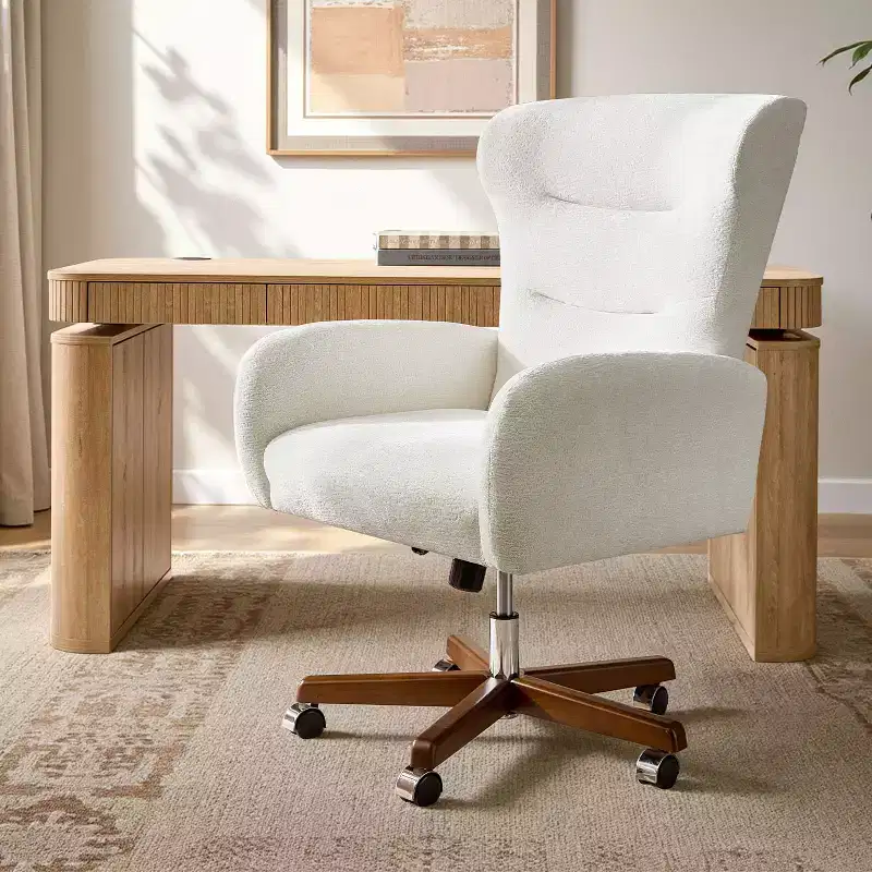 Wingback Office Chair with Adjustable Height and Curved Armrests