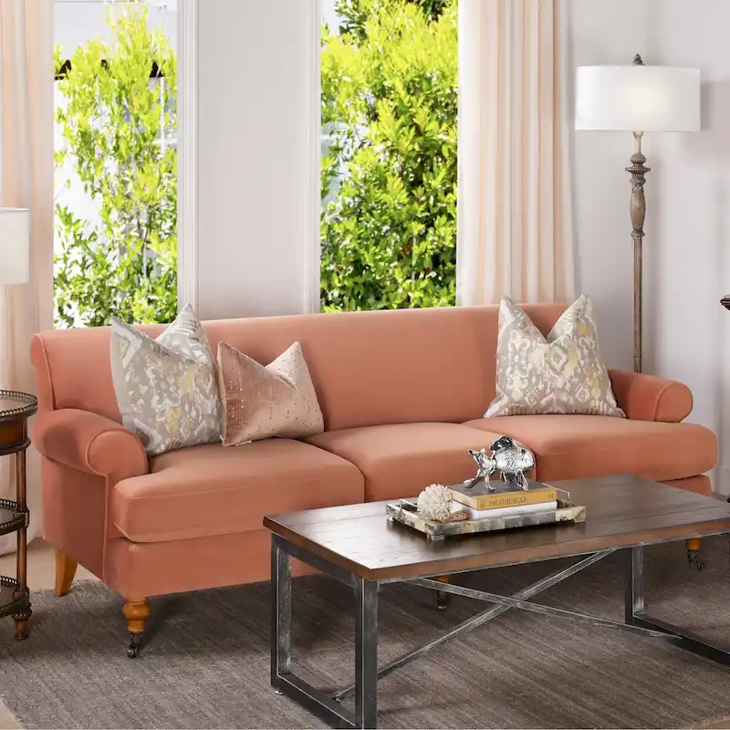 Alana Lawson 88 Inch Living Room Sofa  Three Cushion Couch with Rolled Arms and Tight Back  Minimal Assembly Required