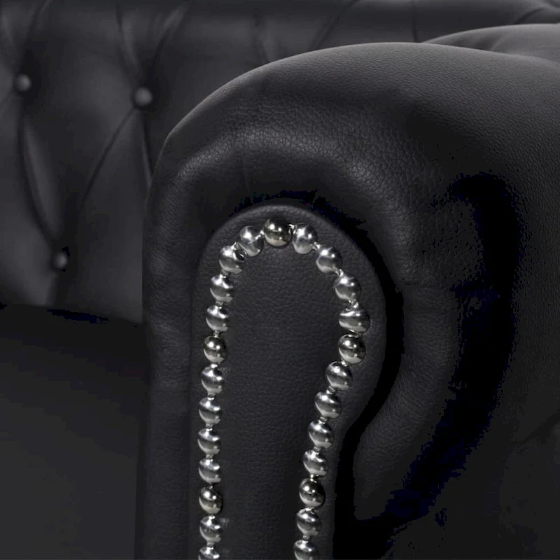 vidaXL Chesterfield Sofa Set 2-Seater and 3-Seater Black Faux Leather