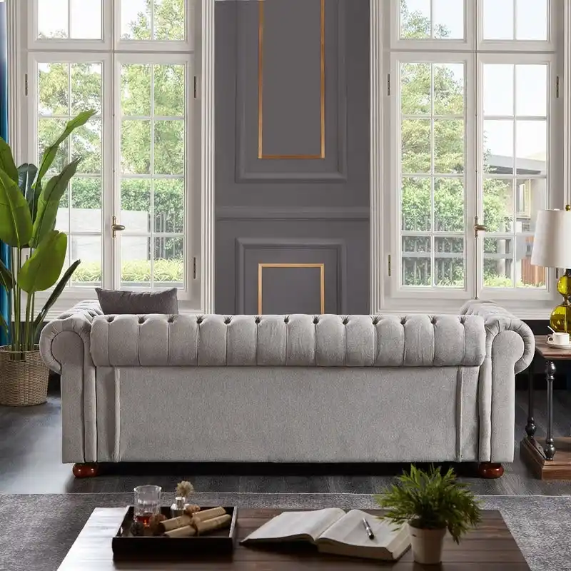 Chesterfield Sofa in Linen Fabric