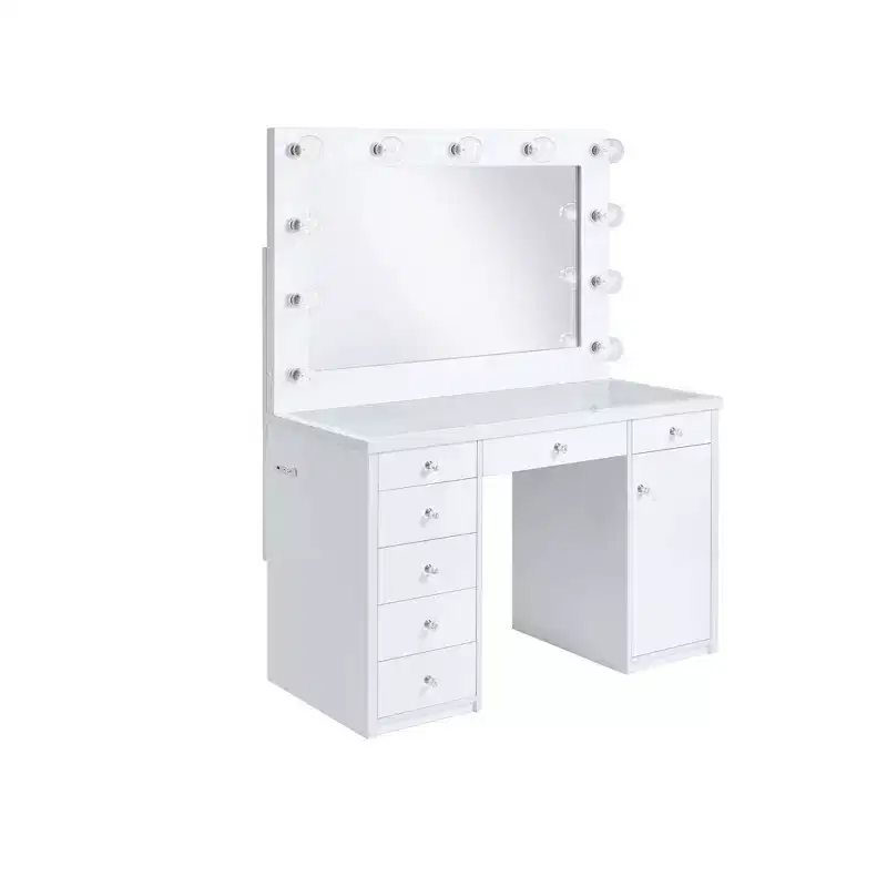 2pc Adeline Vanity Set White - Picket House Furnishings: Glam Dressing Table, Hollywood Mirror, Storage Outlet