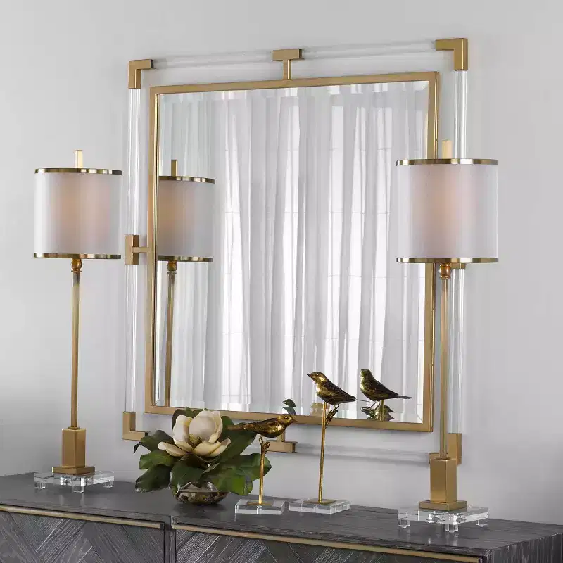 Metallic Gold Leaf 40 Square Wall Mirror