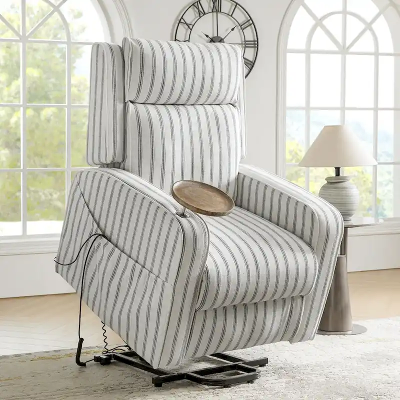 Darrell Modern Lift Assist Massage and Heating Power Recliner with Charing and Soild Wood Tray by HULALA HOME