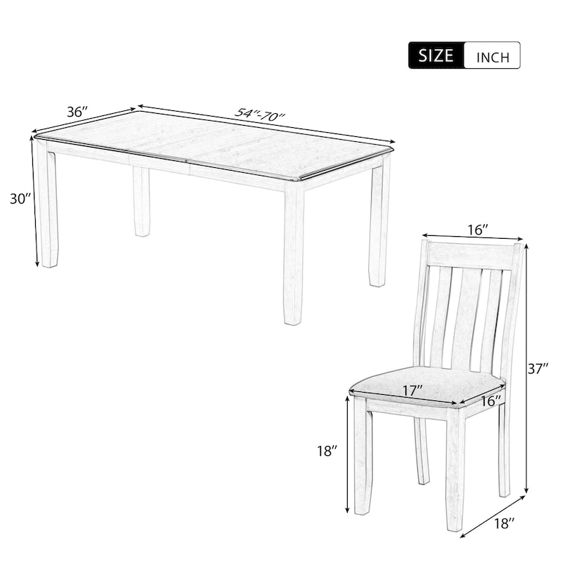 7-Piece Dining Table Set with Extendable Table and 6 Chairs