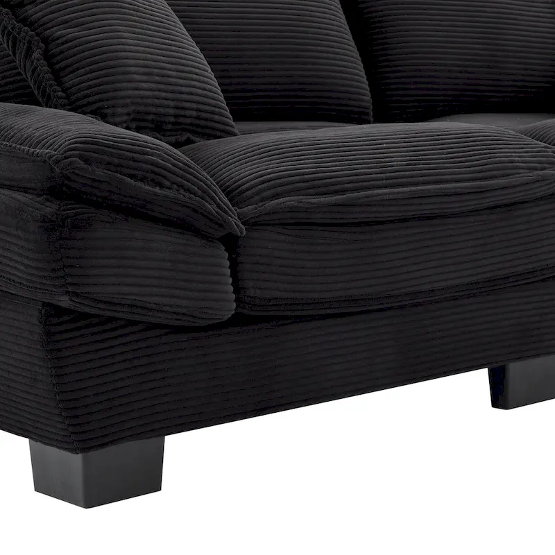 65.5 Upholstered 3-Seater Sofa Couch with Two Pillows and Sturdy Construction