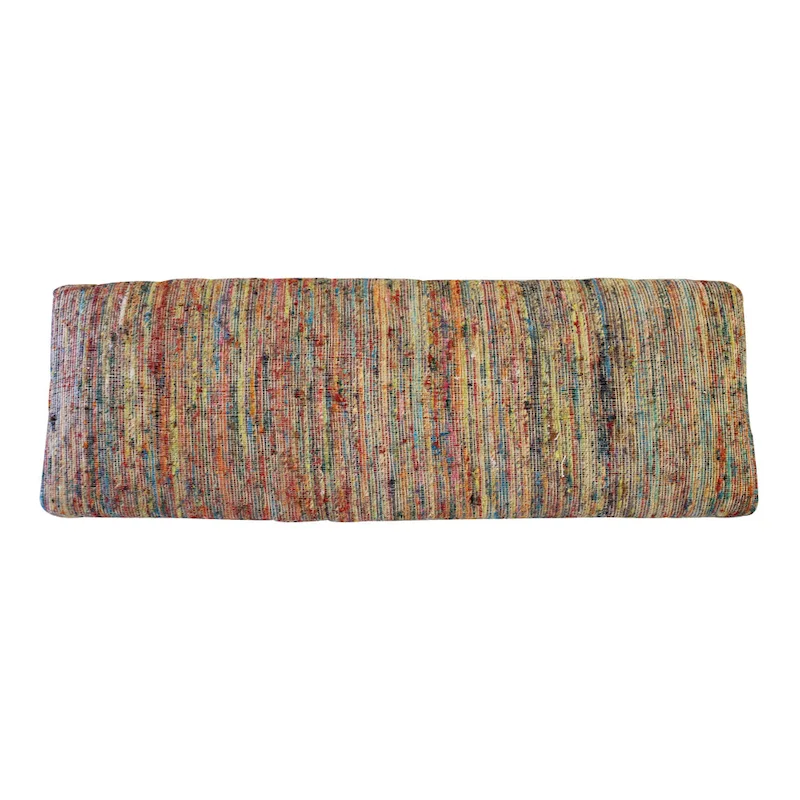HomeRoots 47 Rainbow Stripe Blue Leg Upholstered Bench - 47 x 18 x 16