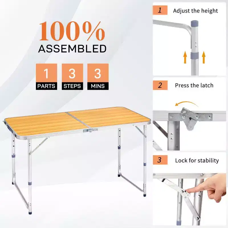 Karl Home 4Ft. Brwon Rectangular Patio Folding Table Aluminum