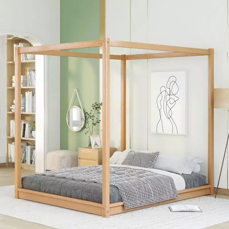 Whisen Queen Size Canopy Platform Bed with Support Legs